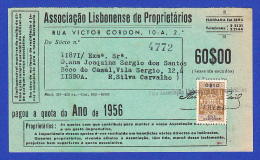 LISBOA, 1956 -- TIMBRE FISCAL . 0$10  DEZ CENTAVOS - Brieven En Documenten