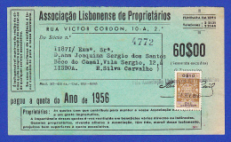 LISBOA, 1956 -- TIMBRE FISCAL . 0$10  DEZ CENTAVOS - Storia Postale
