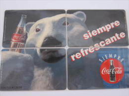 Peru Chip Phonecard,puzzle Set Of 4, Polar Bear Coca Cola,used - Peru