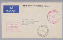 Ozeanien Western Samoa 1972-04-13 Apia Official Brief Nach Sulz DE - Samoa (Staat)