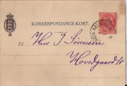 DANEMARK:1892:carte Lettre Avec Timbre Imprimé.Ayant Voyagé. - Storia Postale