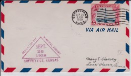 USA - 1928 - POSTE AERIENNE - ENVELOPPE AIRMAIL De COFFEYVILLE (KANSAS) - DEDICATION  MUNICIPAL AIRPORT - 1c. 1918-1940 Covers
