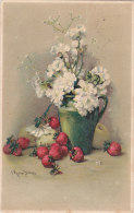 ¤¤  -    Illustrateur  "  Kron Sirens  "   -  Nature Morte  -  Oeillets Et Fraises  -  ¤¤ - Preissac