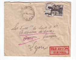 FRANCE. COLONIE. LETTRE. 69. LYON. RHONE. PA. AVION. AEF. AFRIQUE EQUATORIALE. POINTE NOIRE - Storia Postale