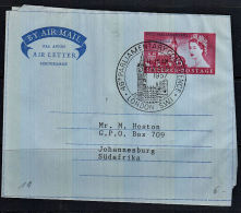 F0013 GREAT BRITAIN (GB) 1957, Parliamentary Conference Airletter  FDC To South Africa - Lettres & Documents