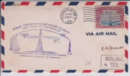 USA -1931 -POSTE AERIENNE -ENVELOPPE AIRMAIL De INDIANAPOLIS - FIRST TWENTY-FOUR HOUR FLIGHT AM 34 NEW YORK- LOS ANGELES - 1c. 1918-1940 Briefe U. Dokumente
