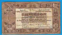 HOLANDA - Netherlands - Pays-Bas = 1 Gulden 1938  P-61  Serie R  (roturas) - 1  Florín Holandés (gulden)