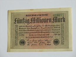 50 Füntzig Millionen Mark -Berlin  1923 Reichsbanknote - Germany -. - 50 Mark