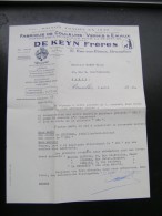 FF Document 1958 De Keyn Frères Fabrique De Couleurs Vernis Et émaux Rue Aux Choux Bruxelles - 1900 – 1949