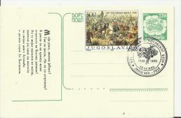 YUGOSLAVIA 1989 – PRE-STAMPED POSTAL CARD OF 220 W 1 STAMP OF 500 (600 YEARS KOSOVO BATTLE 1389-1689) – NEW UNUSED – POS - Entiers Postaux