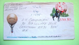USA 1998 Stationery To England  - Balloon Horse War Intrepid Thaddeus Lowe - Cartas & Documentos