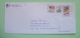 USA 2000 Cover Shoreline To Denmark - Train Cog Railway - Love - Flag - Sea - Tiger Label On Back - Lettres & Documents