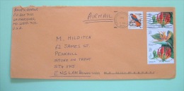 USA 2000 Cover To England - Bird Kestrel - Tropical Flowers - Bird Of Paradise - Glorious Lily - Covers & Documents