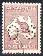 Australia 1929 Kangaroo 2 Shillings Maroon Small Multiple Wmk Perf OS CTO - Oblitérés