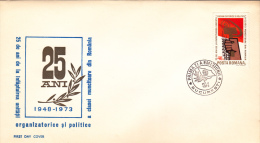 POLITICAL AND ORGANIZATIONAL UNITS WORKING CLASS FROM ROMANIA,1973, COVER FDC,ROMANIA - Lettres & Documents