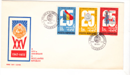PROCLAMATION OF THE ROMAN REPUBLIC,1972,COVER FDC,ROMANIA - Lettres & Documents