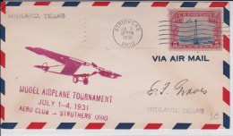 USA -1931  - POSTE AERIENNE - ENVELOPPE AIRMAIL De  STRUTHERS ( OHIO ) - MODEL AIRPLANE TOURNAMENT - AERO CLUB - 1c. 1918-1940 Lettres