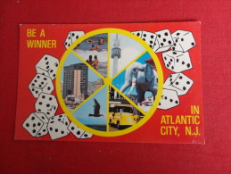 New Jersey--> Atlantic City  Be A Wiiner  Dice  Multi View   Not Mailed   Ref 1027 - Atlantic City