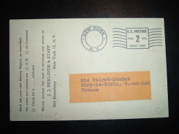 CP POUR FRANCE OBL.MEC. NEW YORK N.Y. U.S. POSTAGE PAID 2 CTS PERMIT 13397 - Covers & Documents