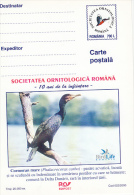 BIRDS, PHALACROCORAX CARBO, PC STATIONERY, ENTIERE POSTAUX, UNUSED, 2000, ROMANIA - Marine Web-footed Birds