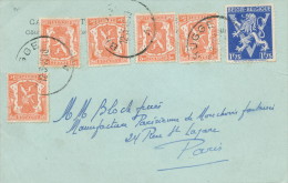 055/21 -- Carte Privée TP Lion V Et Sceau Etat BRUGGE 1946 Vers PARIS - TARIF 2 F - Entete Dentelles Gillemon - Cartas