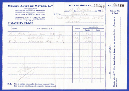 MANUEL ALVES DE MATTOS, Lda. - NOTA DE VENDA --  LISBOA, 22 DE OUTUBRO DE 1956 - Portugal