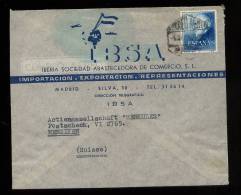 Spanien Spain 1952 IBSA Airmail Cover 2 PTA CAJAL To Sitzerland - 1951-60 Briefe U. Dokumente