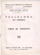 PROGRAMMA CONCERTO MILANO - TRIO DI TRIESTE - 1964 - Musique