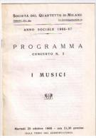 PROGRAMMA CONCERTO MILANO - I MUSICI - 1966 - Musik