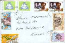 Spain-Registered Letter Circulated In 1998 From La Coruna In Bucharest, Romania-Franking "rich" - Lettres & Documents