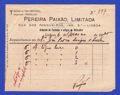 PEREIRA PAIXÃO, LIMITADA -- LISBOA, 6 DE MARÇO DE 1925 - Portogallo