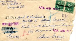 United States- Registered Cover Posted By Airmail From Chicago/ Illinois [canc. 20.4.1950, Arr. 24.4] To Athens-Greece - 2c. 1941-1960 Storia Postale