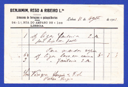 BENJAMIM, REGO & RIBEIRO Lda. -- LISBOA, 11 DE AGOSTO DE 1912 - Portugal