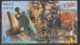 India Used 2008, Aga Khan Foundation, Social Wing, Imminization Drop To Child, Health, Medicine, Women (image Sample) - Used Stamps