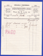 DROGARIA E PERFUMAROIA DE BERNARDINO DIAS  -  LISBOA, 20 DE JULHO DE 1907 - Portugal