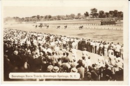 Saratoga Springs NY New York, Horse Racing Race Track Scene, C1940s Vintage 'Midget' Postcard - Saratoga Springs