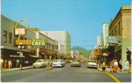 Eugene Oregon, Street Scene, Autos, Movie Theatre, Business Signs, C1950s Vintage Postcard - Eugene