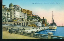 Litho Monte-Carlo Restaurant Beau Rivage Schiff Hafen Montee Du Casino Les Hotels Um 1910 - Haven