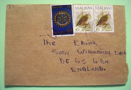 Malawi 1998 Cover To England - Birds - Rotary Club - Cogwheel - Malawi (1964-...)
