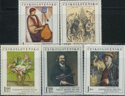 JK0531 Czechoslovakia 1974 Art Paintings 5v MNH - Unused Stamps