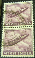 India 1965 Gnat Fighter Plane 20p X2 - Used - Oblitérés