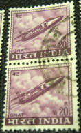 India 1965 Gnat Fighter Plane 20p X2 - Used - Oblitérés