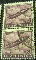 India 1965 Gnat Fighter Plane 20p X2 - Used - Oblitérés