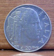 ITALIA  FASCIST -- 20 CENTESIMI 1943 AN XXI - 1900-1946 : Victor Emmanuel III & Umberto II