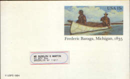 United States-Postal Stationery Postcard 1984-Frederic Baraga,Michigan,1835 - 1981-00