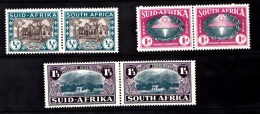 South Africa, 1939, SG 82 - 84, Complete Set Of 3 Mint Hinged Pairs - Ongebruikt