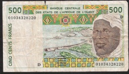 W.A.S. MALI P410Dl   500 FRANCS   2001    VG-F - Mali