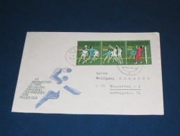 Brief Cover  DDR Deutschland 1974 Dresden 8. Handball WM Hallenhandball In Der DDR Zusammendruck 3er Streifen - Lettres & Documents