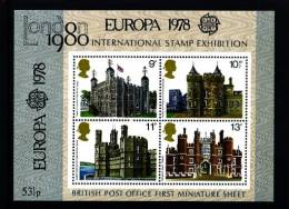 GREAT BRITAIN - 1978  B.P.O. FIRST MINIATURE SHEET OVERPRINTED EUROPA 1978  MINT NH - Blokken & Velletjes