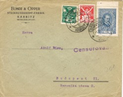 3871. Carta KARBITZ (Checoslovaquia) 1921. CENSURA.  Cemsurovano - Lettres & Documents